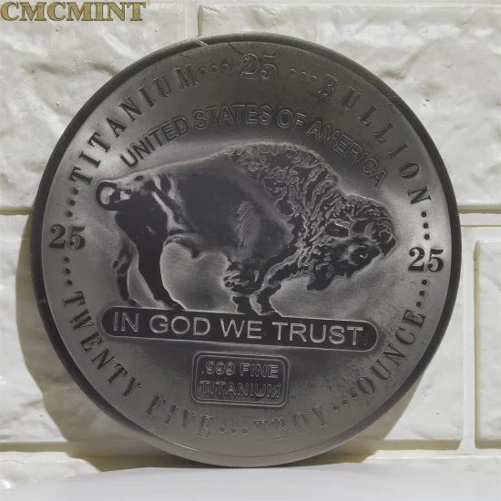 Collezioni di monete Challenge personalizzate Lingotto di bufalo in titanio placcato oro da 1 grammo